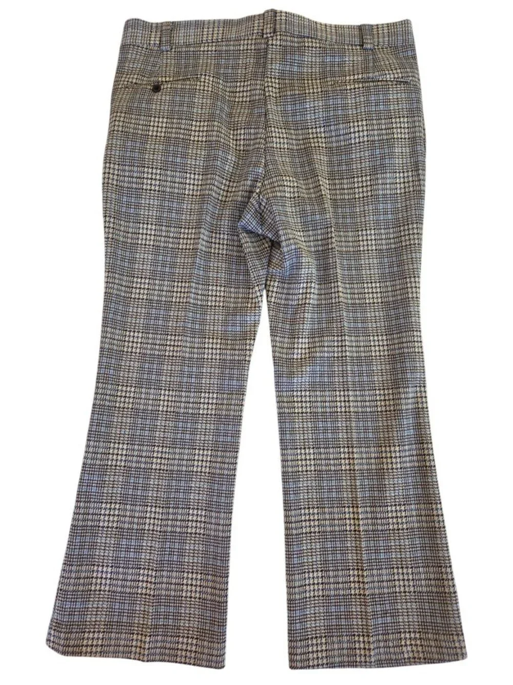 Vtg 70's Mens Houndstooth Flared Dress Pants Trousers Blue & Black Retro 40x28